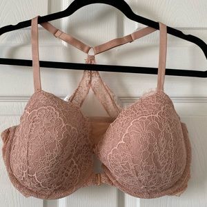 VICTORIA’S SECRET VS lined Demi Racer back Nude Bra 38DD front snap NWOT